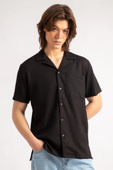 Cuban Collar Textured Shirt